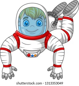 Cartoon Astronaut flying isolated on white background 