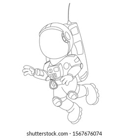Cartoon astronaut flying in outer space. Isolate on a white background. Silhouette.