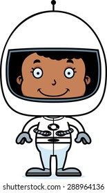 A cartoon astronaut girl smiling.