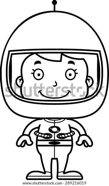 Cartoon Astronaut Girl Smiling Stock Vector (Royalty Free) 289216019