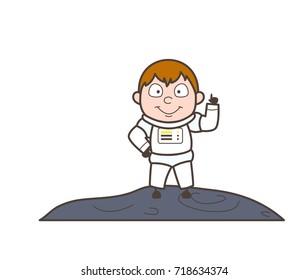 Cartoon Astronaut Got an Idea Vector Illustration