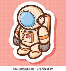 Cartoon Astronaut Hand Drawn Vector Illustration