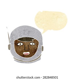 cartoon astronaut head with speech bubble