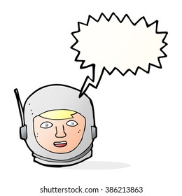cabeza de astronauta de caricatura con burbuja de habla