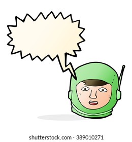 cartoon astronaut head with speech bubble