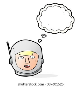 cartoon astronaut head with thought bubble