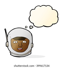 cartoon astronaut head with thought bubble