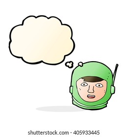 cartoon astronaut head with thought bubble