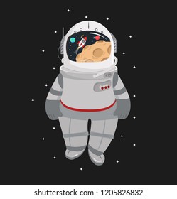 Cartoon Astronaut helmet  in a space