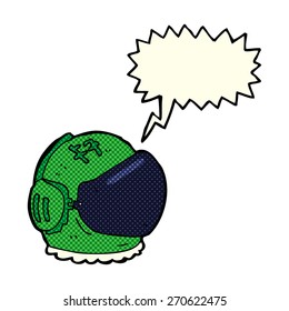 cartoon astronaut helmet with speech bubble