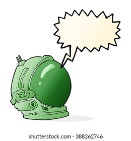 cartoon astronaut helmet with speech bubble