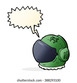 Cartoon-Astronautenhelm mit Sprechblase