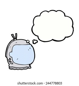 cartoon astronaut helmet with thought bubble