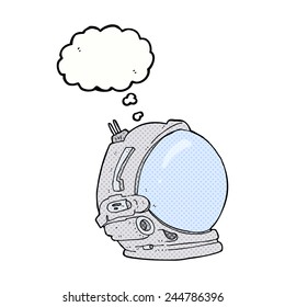 cartoon astronaut helmet with thought bubble