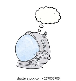 cartoon astronaut helmet with thought bubble