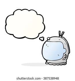 cartoon astronaut helmet with thought bubble