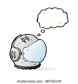 cartoon astronaut helmet with thought bubble