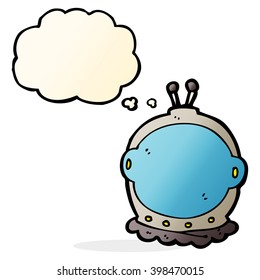 cartoon astronaut helmet with thought bubble