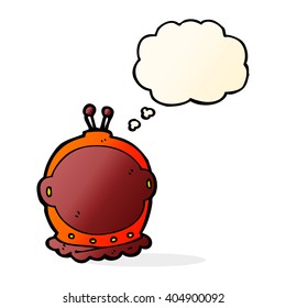 cartoon astronaut helmet with thought bubble