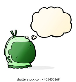 cartoon astronaut helmet with thought bubble
