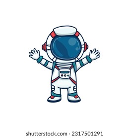 Cartoon astronaut isolated on white background.Doodle style. Vector icon