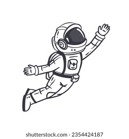 Cartoon astronaut isolated on white background. Funny cosmonaut. Doodle style. Vector