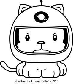 A cartoon astronaut kitten looking angry.