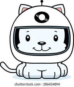 A cartoon astronaut kitten smiling.