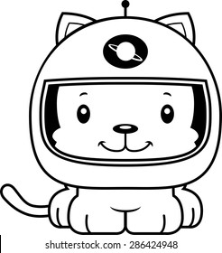 A cartoon astronaut kitten smiling.