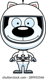 A cartoon astronaut kitten smiling.