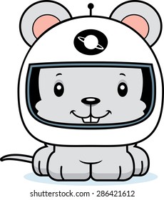A cartoon astronaut mouse smiling.
