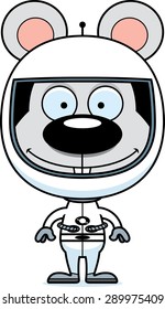 A cartoon astronaut mouse smiling.