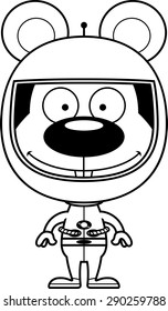 A cartoon astronaut mouse smiling.