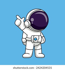 с astronauta de dibujos animados sobre fondo azul claro