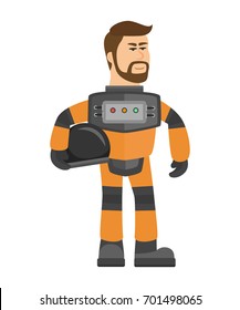 Cartoon astronaut on white background - vector illustration.