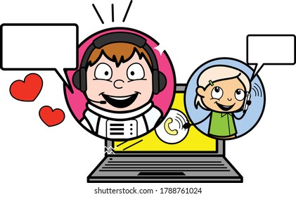 Astronauta de caricaturas en línea llama a vectores Ilustración