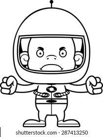 A cartoon astronaut orangutan looking angry.