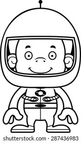 A cartoon astronaut orangutan smiling.