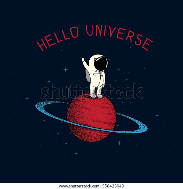 宇宙空間の漫画の宇宙飛行士のベクターイラスト 赤い惑星の宇宙人が宇宙を探検します のベクター画像素材 ロイヤリティフリー