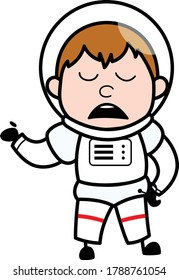 Cartoon Astronaut Pensive Vector Illustration