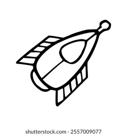 cartoon of astronaut plane for coloring page