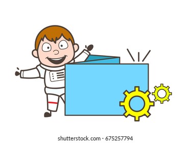 Cartoon Astronaut with Processing Banner Vector Illustration