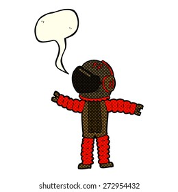 cartoon astronaut reaching with speech bubble