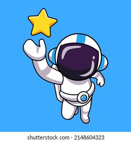 cartoon astronaut reaching for a star