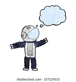 cartoon astronaut reaching with thought bubble