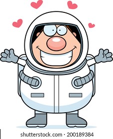 A cartoon astronaut ready to give a hug.