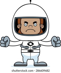 A cartoon astronaut sasquatch looking angry.