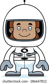 A cartoon astronaut sasquatch smiling.