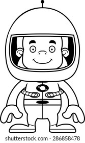 A cartoon astronaut sasquatch smiling.