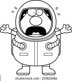 A cartoon astronaut scared and panicking.